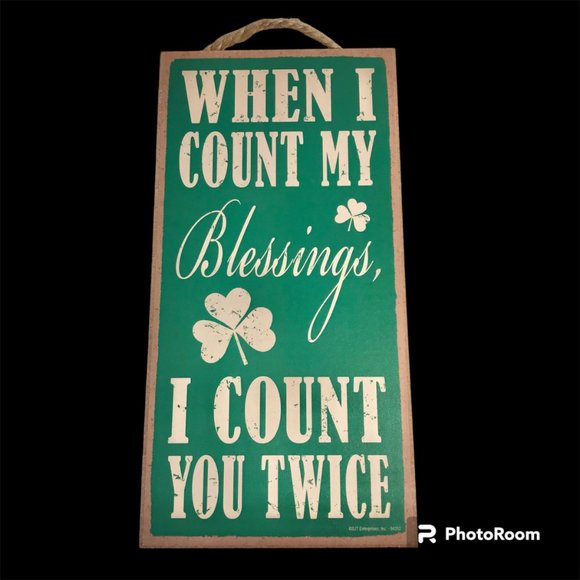 Irish Blessing Wall Door Sign St. Patricks Day Wood Green Shamrock Friendship - Picture 1 of 9